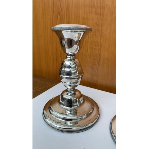 84 - x2 Silver 830 Hallmarked Candle Sticks (15cm H./each)