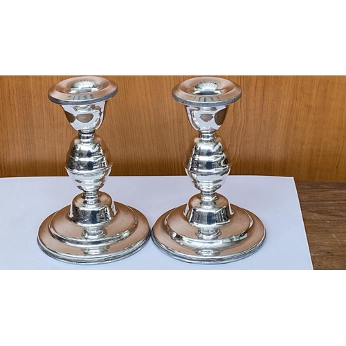 84 - x2 Silver 830 Hallmarked Candle Sticks (15cm H./each)