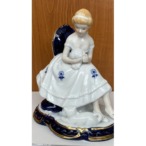 113 - Ceramic Figurine of Seated Lady with Cat - To Be Taken Back