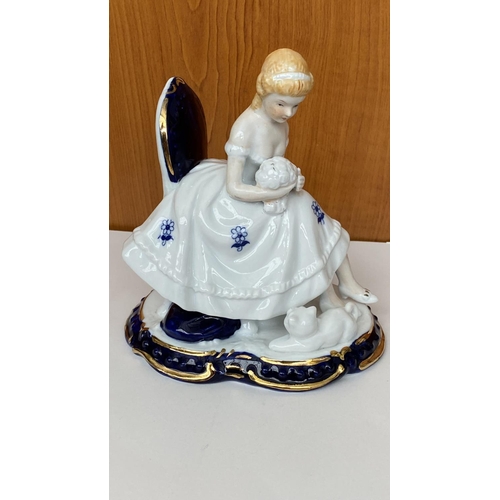 113 - Ceramic Figurine of Seated Lady with Cat - To Be Taken Back