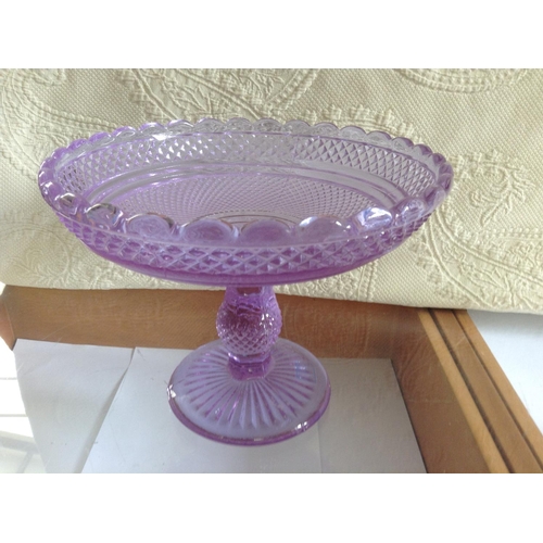 89 - Vintage 1960's Purple Pedestal Glass Fruit Bowl