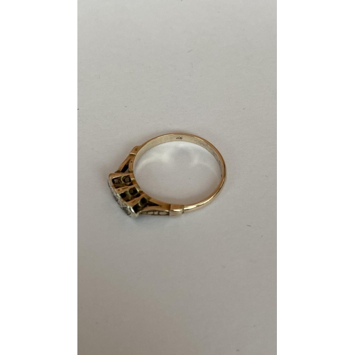 277 - Vintage 9K Gold with 3 Diamonds Ring