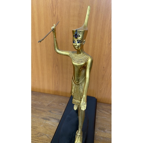 98 - Vintage King Tutankhamum Statue Figurine on Wooden Base