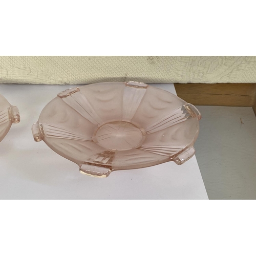 199 - Art Deco 1930's Pink Glass Dessert Plates Set of 6