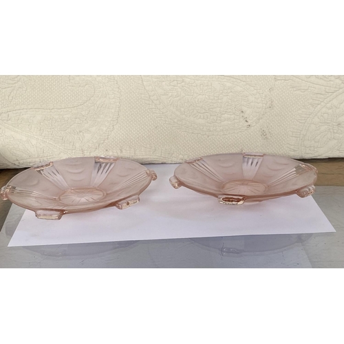 199 - Art Deco 1930's Pink Glass Dessert Plates Set of 6