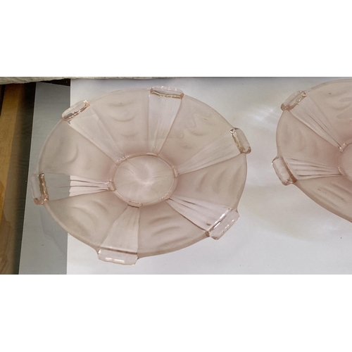 199 - Art Deco 1930's Pink Glass Dessert Plates Set of 6