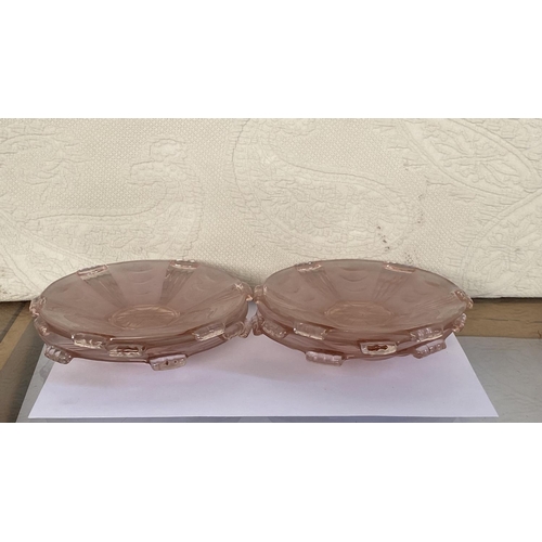 199 - Art Deco 1930's Pink Glass Dessert Plates Set of 6