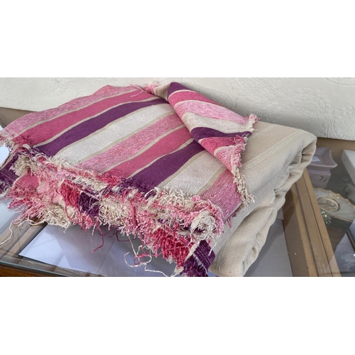 207 - Very Good Quality Striped Velvet Upholstery Fabric with Pink Purple and Fuchsia Shades