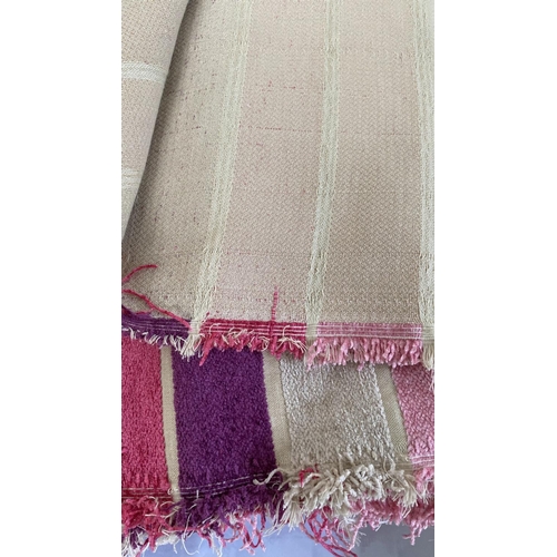 207 - Very Good Quality Striped Velvet Upholstery Fabric with Pink Purple and Fuchsia Shades