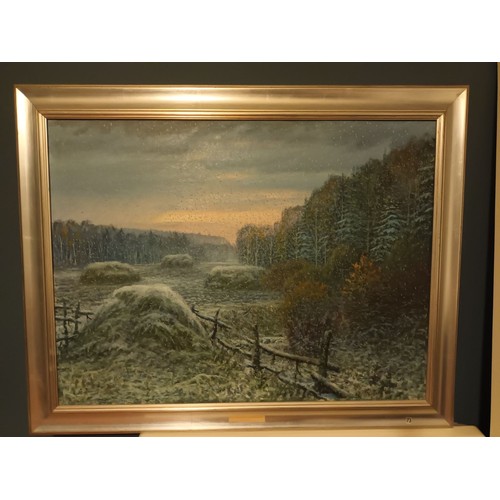 648 - Large Vintage Oil on Canvas Landscape Painting by Russian Painter 'Yrivaev' (Minor Defect Hardly Not... 