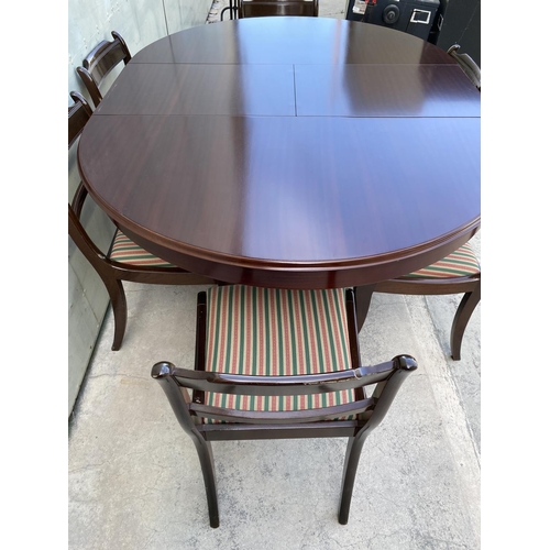 140 - Vintage Classic Mahogany Circular Extendable to Oval Dining Table with 6 Matching Chairs (120cm Diam... 