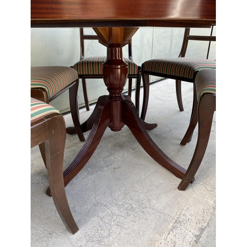 140 - Vintage Classic Mahogany Circular Extendable to Oval Dining Table with 6 Matching Chairs (120cm Diam... 