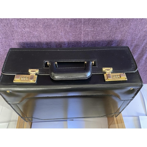 194 - Vintage German Franzen Black Leather Pilot Briefcase with Combination Lock - Taken Back on 30/4/2024