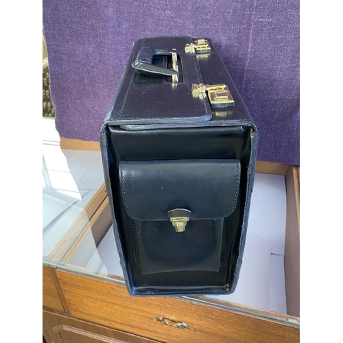 194 - Vintage German Franzen Black Leather Pilot Briefcase with Combination Lock - Taken Back on 30/4/2024