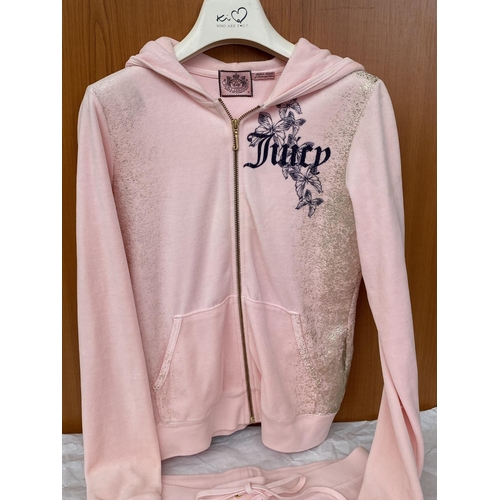 195 - Juicy Couture Women's Soft Velour Tracksuit Zip-Up Hooded Jacket and Matching Parts Size M-L - Taken... 