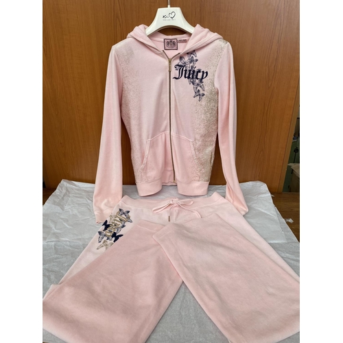 195 - Juicy Couture Women's Soft Velour Tracksuit Zip-Up Hooded Jacket and Matching Parts Size M-L - Taken... 