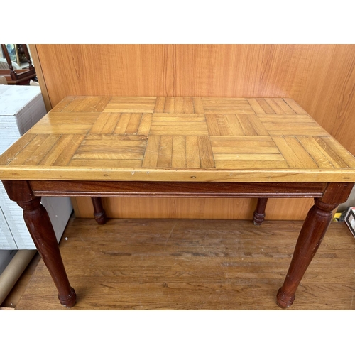 235 - Vintage Wooden Side Table with Decorative Top (66 W. x 40 D. x 46cm H.)