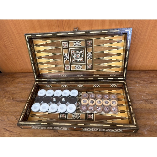 125 - Backgammon and Chess Board Game Set with Mother of Pearls Inlays (Unused)