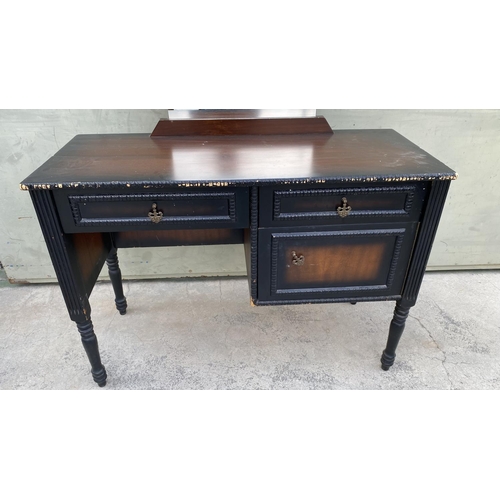 191 - Vintage Wooden Dressing Table with 2 Drawers and Tall Mirror (100 W. x 41 D. x 157cm H. Incl. Mirror... 