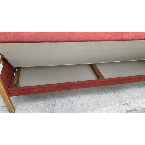 192 - Vintage Wooden 3-Seat Sofa-Bed with Cover