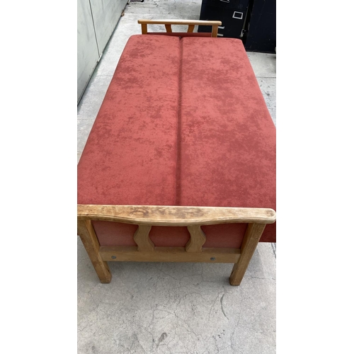 192 - Vintage Wooden 3-Seat Sofa-Bed with Cover