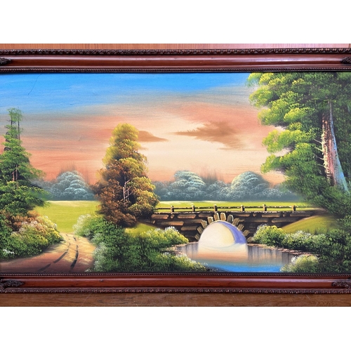 96 - Large Canvas Landscape Artwork in Ornate Frame (98 x 59cm)