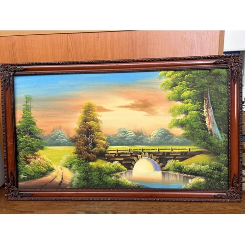 96 - Large Canvas Landscape Artwork in Ornate Frame (98 x 59cm)