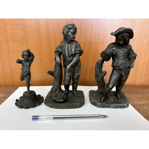 94 - x3 Bronzed 19th Century Spelter Figures