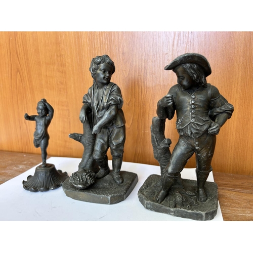 94 - x3 Bronzed 19th Century Spelter Figures