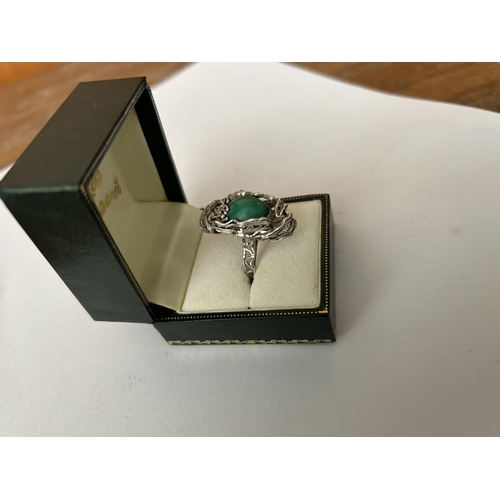 242 - Silver and Malachite Design Ring