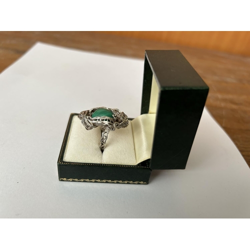 242 - Silver and Malachite Design Ring