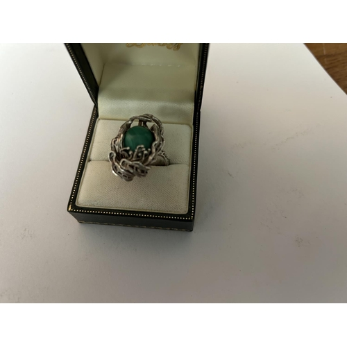 242 - Silver and Malachite Design Ring