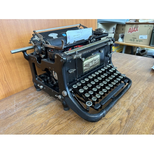 9 - Antique 1920's Continental Cast Iron Typewriter with Glass Keys (Basic Test Working)