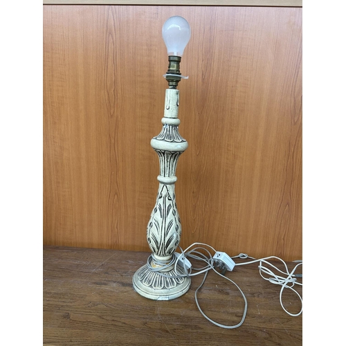 511 - Vintage Carved Wood Table Lamp (No Shade)