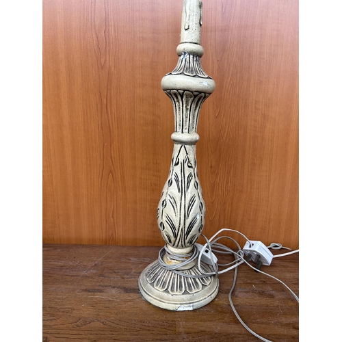 511 - Vintage Carved Wood Table Lamp (No Shade)