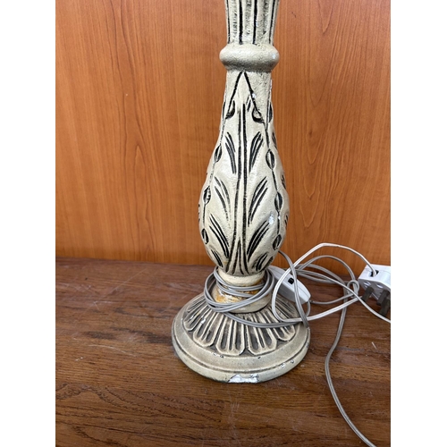 511 - Vintage Carved Wood Table Lamp (No Shade)