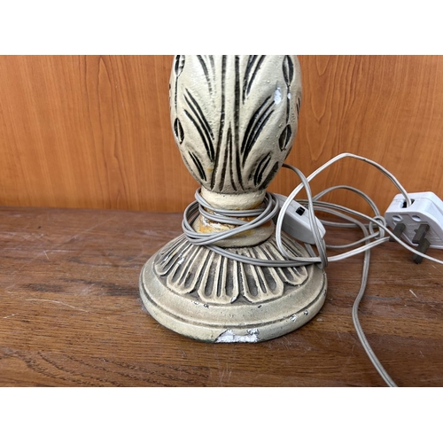 511 - Vintage Carved Wood Table Lamp (No Shade)