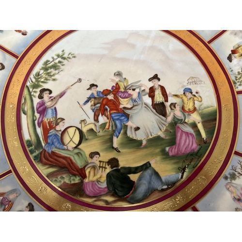 593 - Antique French 'Sevres' Very Large Hand Painted Decorative Plate, Signed (45.5cm Diameter) - Taken B... 