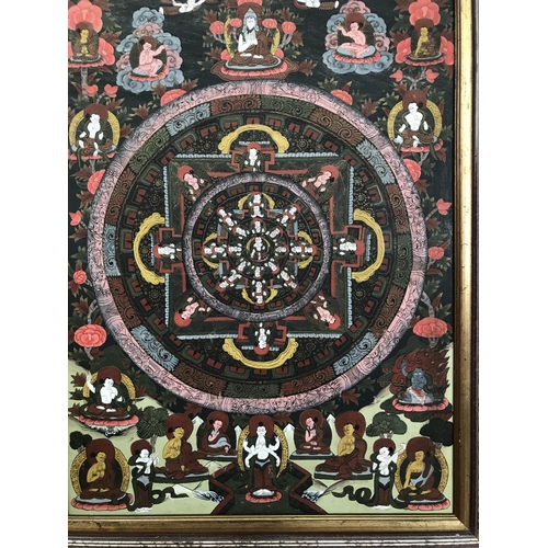 144 - Vintage Hand Painted Tibetan Thangka Art Painting (46 x 60cm)