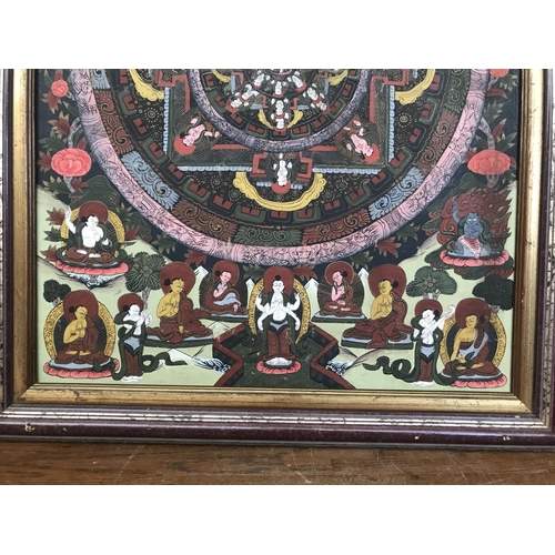 144 - Vintage Hand Painted Tibetan Thangka Art Painting (46 x 60cm)