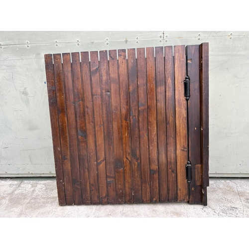 169 - Vintage Dark Wood Stairway Guard Gate (79cm W. x 80cm H.)