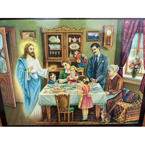 172 - 'Jesus Blessing Our Table' Vintage Icon (27 x 21cm)