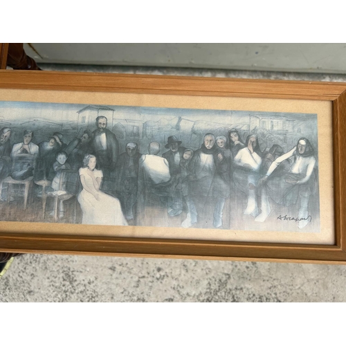 189 - Antique Oblong Cyprus Framed Picture of 'Adamantios Diamantis' (120 x 16cm)