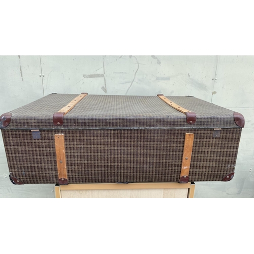 27 - Large Vintage Hard Shell Travel Luggage Suitcase