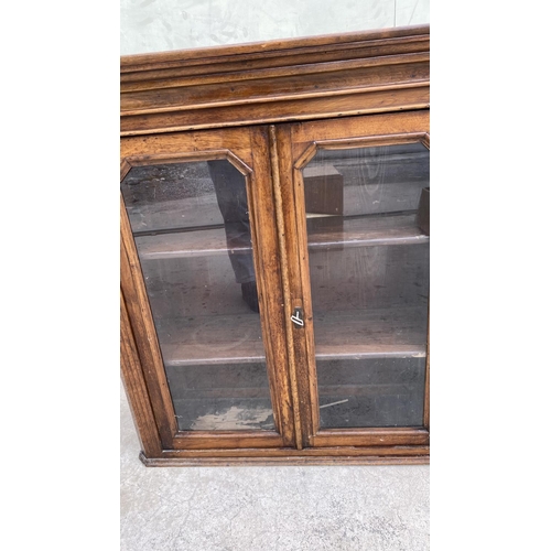 68 - Antique Glazed Oak Hanging/Counter Top 3-Shelve Display Cabinet/Vitrine (170 W. x 34 D. x 109cm H.)