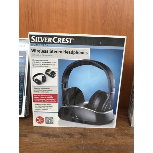 163 - Silver Crest Wireless Stereo Headphones and 10 in 1 Remote Control Together with Audio Cleaning Pack... 