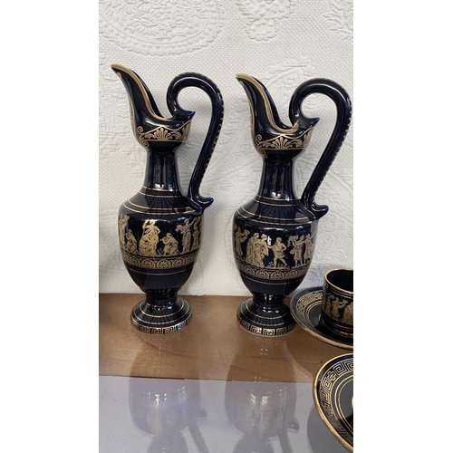 229 - Collection of Classic Greek Handmade Ceramic Trimmed with 24k Gold Signed (x17pcs)