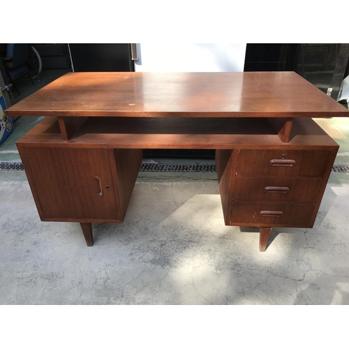 508 - Vintage Danish Style Wooden Office Desk with 3 Drawers and Cabinet (136 W. x 70 D. x 78cm H.)