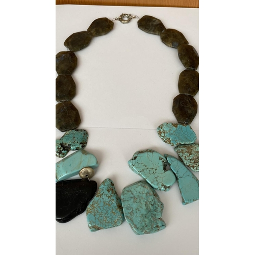 595 - Large Turquoise Free Form Stone Necklace