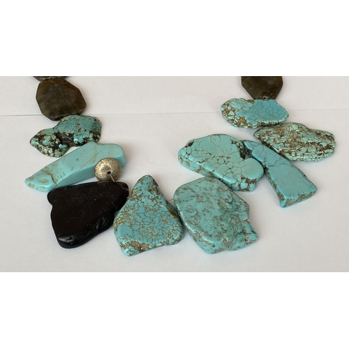 595 - Large Turquoise Free Form Stone Necklace